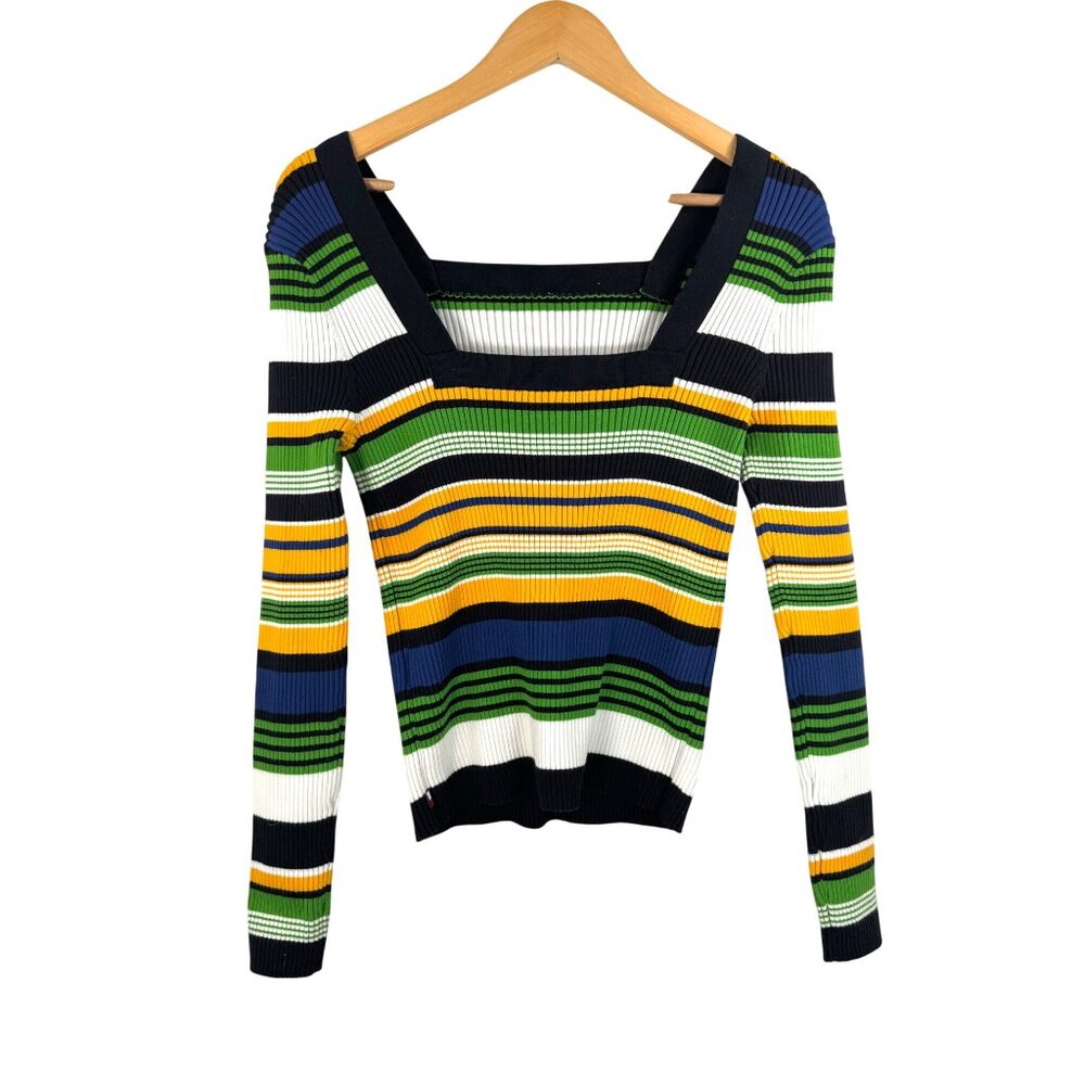 Tommy Hilfiger Cotton ribbed‎ striped colorful sweater nautical sz M - Picture 3 of 8